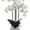 35″ Phalaenopsis Orchid Plant in Marble Look Pot White