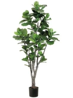 6′ Fiddle Leaf Tree With 144 Leaves And PU Trunk In Plastic Pot Green