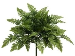 15.5″ Leather Fern Bush X12 with 60 Leaves Dark Green