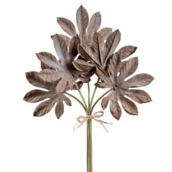 17″ Fatsia Leaf Bundle X5 Brown
