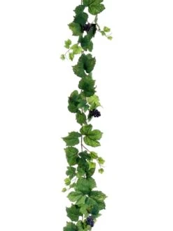6′ All Season Grape Leaf Garland With Grape Two Tone Green