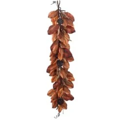 5′ Magnolia Leaf/Pod Garland Two Tone Brown