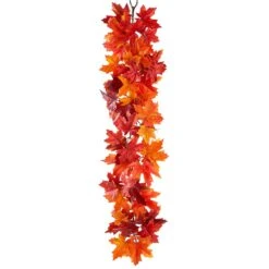 4′ Maple Leaf Garland Orange Burgundy