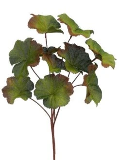 16″ Burlap Geranium Leaf Spray Green Burgundy