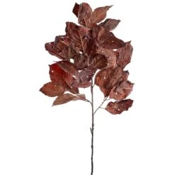 44″ Dried-Look Hydrangea Leaf Spray Brown
