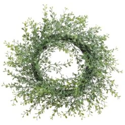 15″ Mini Boxwood Wreath  Frosted Green