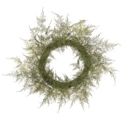 24″ Lace Fern Wreath Green