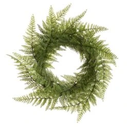 11″ Leather Fern Wreath Green