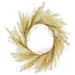 26″ Rattail Grass Wreath Beige Cream