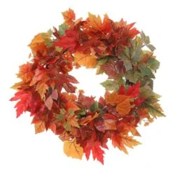 27″ Maple Leaf Wreath Orange Green
