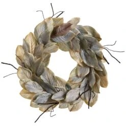 28″ Magnolia Leaf Wreath Green Gray