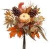16″ Pumpkin/Eucalyptus/Pine Cone Bouquet Orange Green
