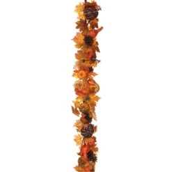 72″ Pumpkin/Pine Cone Garland Orange Brown