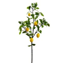 48″ Lemon Tree Branch With Blossoms Yellow