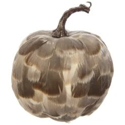 6.3″H X 5.9″D Feather Pumpkin Two Tone Brown