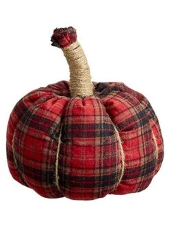 8.5″H X 8.5″D Plaid Pumpkin Red Mixed