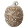 8″H X 6″D Carved Pumpkin Beige Whitewashed