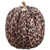 7″H X 5.5″D Leopard Pattern Velvet Pumpkin Brown Beige