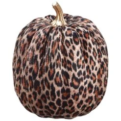 7″H X 5.5″D Leopard Pattern Velvet Pumpkin Brown Beige