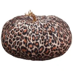 6″H X 8.66″D Leopard Pattern Velvet Pumpkin Brown Beige