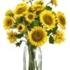 30″H X 17″W X 17″L Sunflower In Glass Vase Yellow