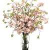 35″H X 30″W X 30″L Cherry Blossom in Glass Vase Pink Green