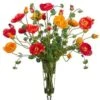 37″H X 39″W X 39″L Large Poppy In Glass Vase Orange Red