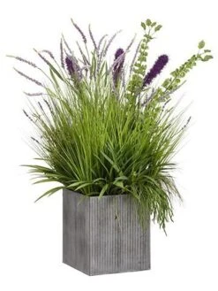 48″H X 33″W X 39″L Willow Grass/Lavender/Bells Of Ireland In Tin Planter Green P