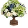 15″H X 14″W X 14″L Hydrangea/ Ranunculus/Statice/Lavender in Footed Plate Green Lavender