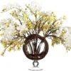 26″H X 20″W X 31″L Phalaenopsis/Heptacoduim/Twig in Glass Vase White Yellow