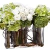12″H X 12″W X 17″L Hydrangea/Ranunculus/Curly Willow In Glass Vase Green Cre