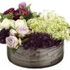 9″H X 14″W X 14″L Rose/Sedum/Queen Anne’s Lace In Glass Vase Purple Mauve