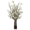 34″H X 19″W X 19″L Cherry Blossom with Twigs In Glass Vase White