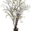42″H X 30″W X 34″L Cherry Blossoms In Glass Vase White