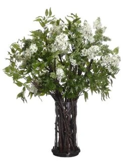 49″H X 43″W X 47″L Lilac/Twig In Cylinder Glass Vase Green Cream