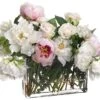 16″H X 17″W X 22″L Peony Rose Mix In Glass Vase Pink