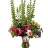 43″H X 22″W X 26″L Rose/Peony/Bells Of Ireland Mix In Glass Vase Green