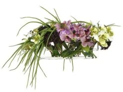 13″H X 21″W X 25″L Vanda Orchids in Glass Vase Purple