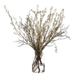 45.5″H X 38″W X 41″L Berry Branches In Glass Vase Green Yellow