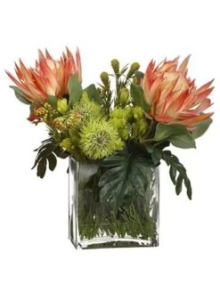 20″H X 14″W X 19″L Protea/Leucospermum/Berry In Vase Orange