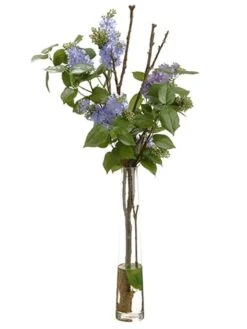 40″H X 20″W X 21.5″L Lilac/Twigs in Glass Vase Blue