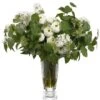 28.75″H X 26″W X 30″L Lilac/Ranunculus In Glass Vase Cream Green