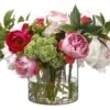 15.25″H X 20″W X 23″L Mix Peony in Glass Vase Pink