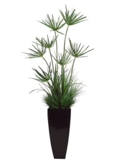 6′ Mixed Cypress Grass In Tall Resin Container Green