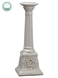 16″ Ceramic Candleholder With Re-Shippable Inner Box White