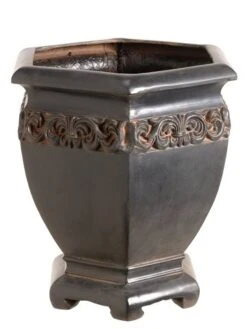 14.5″H X 13″W X 14″L Fiberglass Pot Black Rust