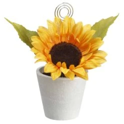 5.25″H Sunflower In Paper Pot With Card Holder Yellow
