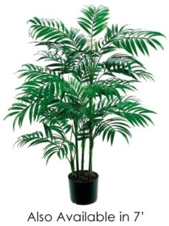 7′ New Bamboo Palm Tree w/1802 Leaves In Pot Green